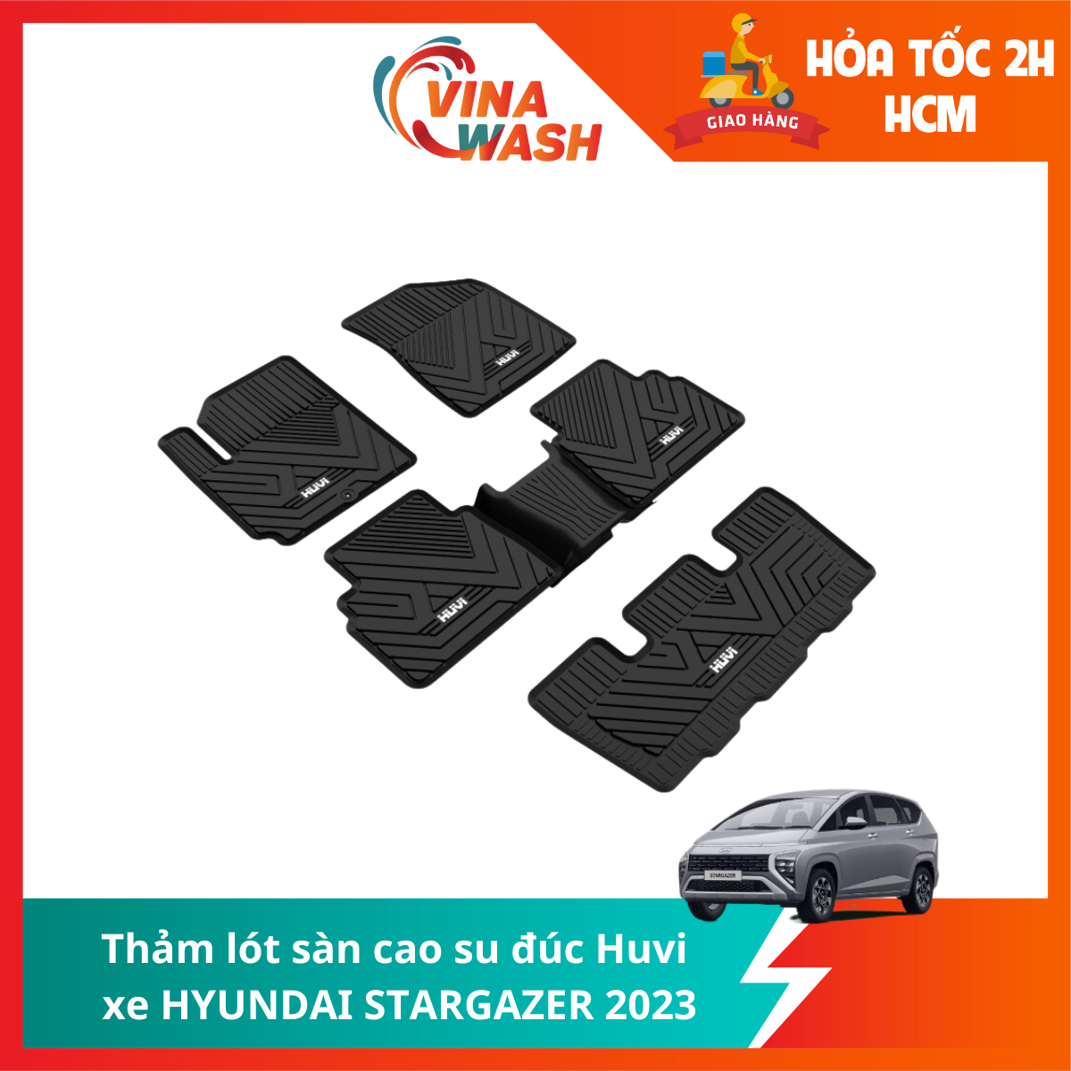 Thảm lót sàn cao su đúc Huvi xe Hyundai Stargazer 2023
