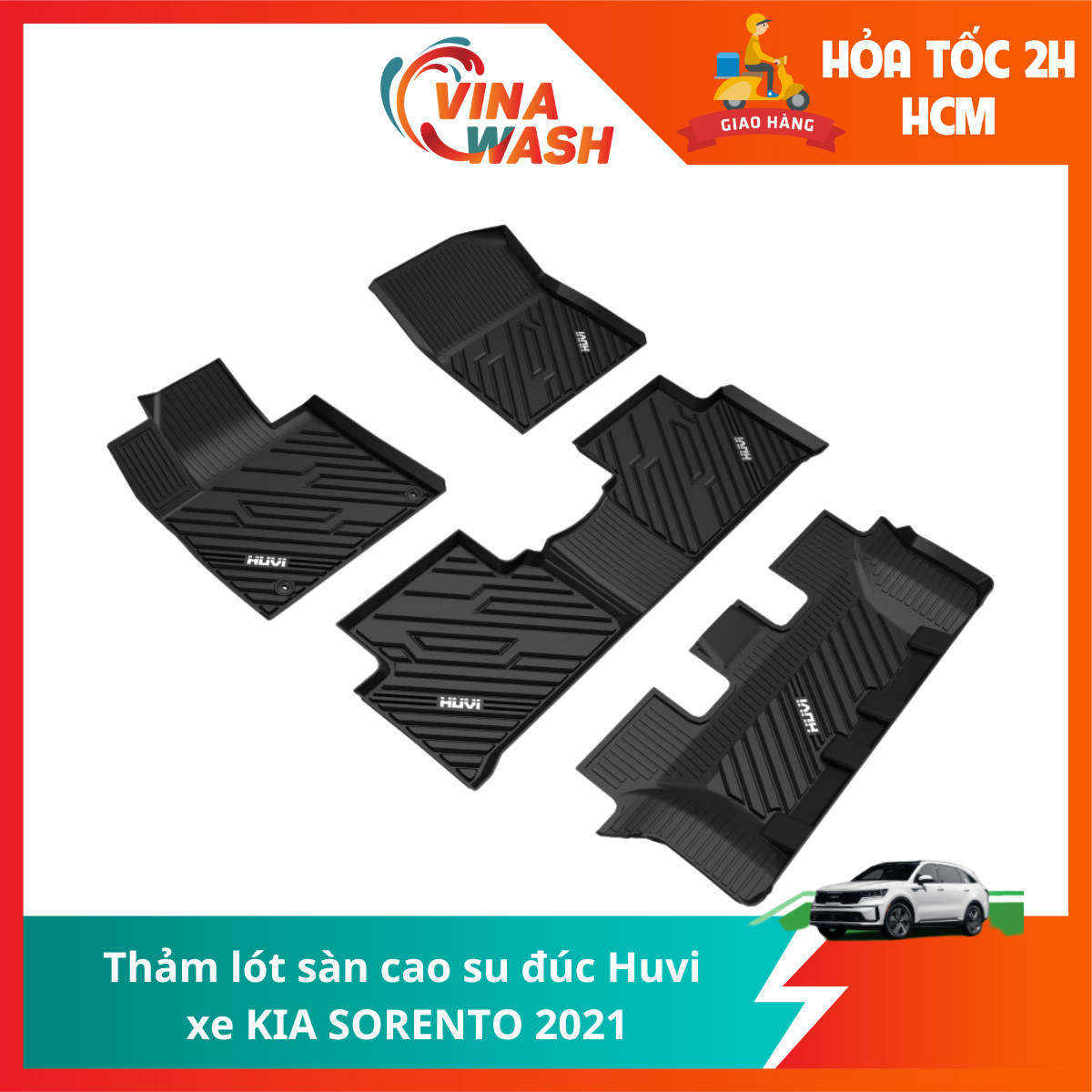 Thảm lót sàn cao su đúc Huvi xe Kia Sorento 2021