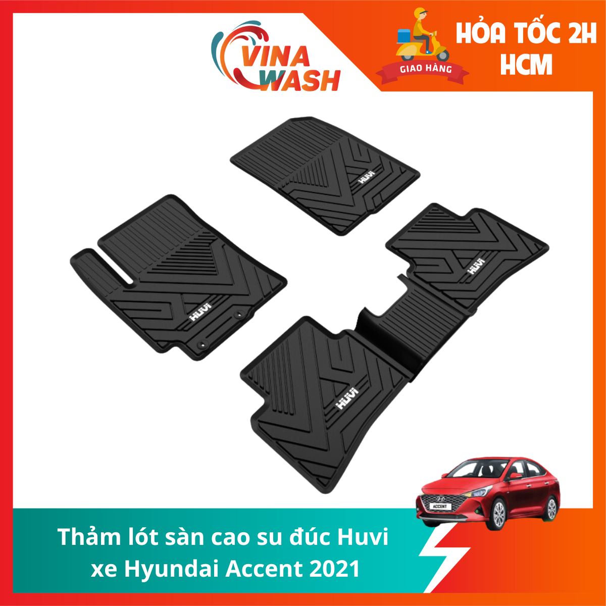 Thảm lót sàn cao su đúc Huvi xe Hyundai Accent 2021