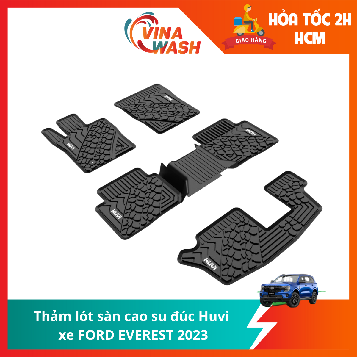 Thảm lót sàn cao su đúc Huvi xe Ford Everest 2023