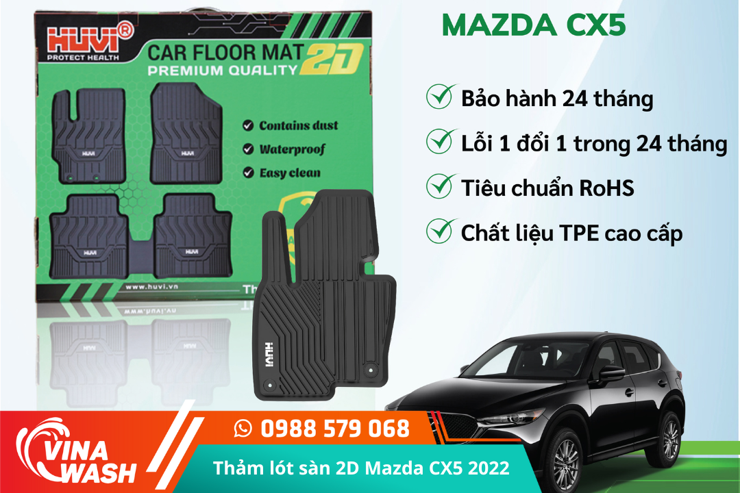 Thảm lót sàn cao su đúc Huvi xe Mazda CX5 2022