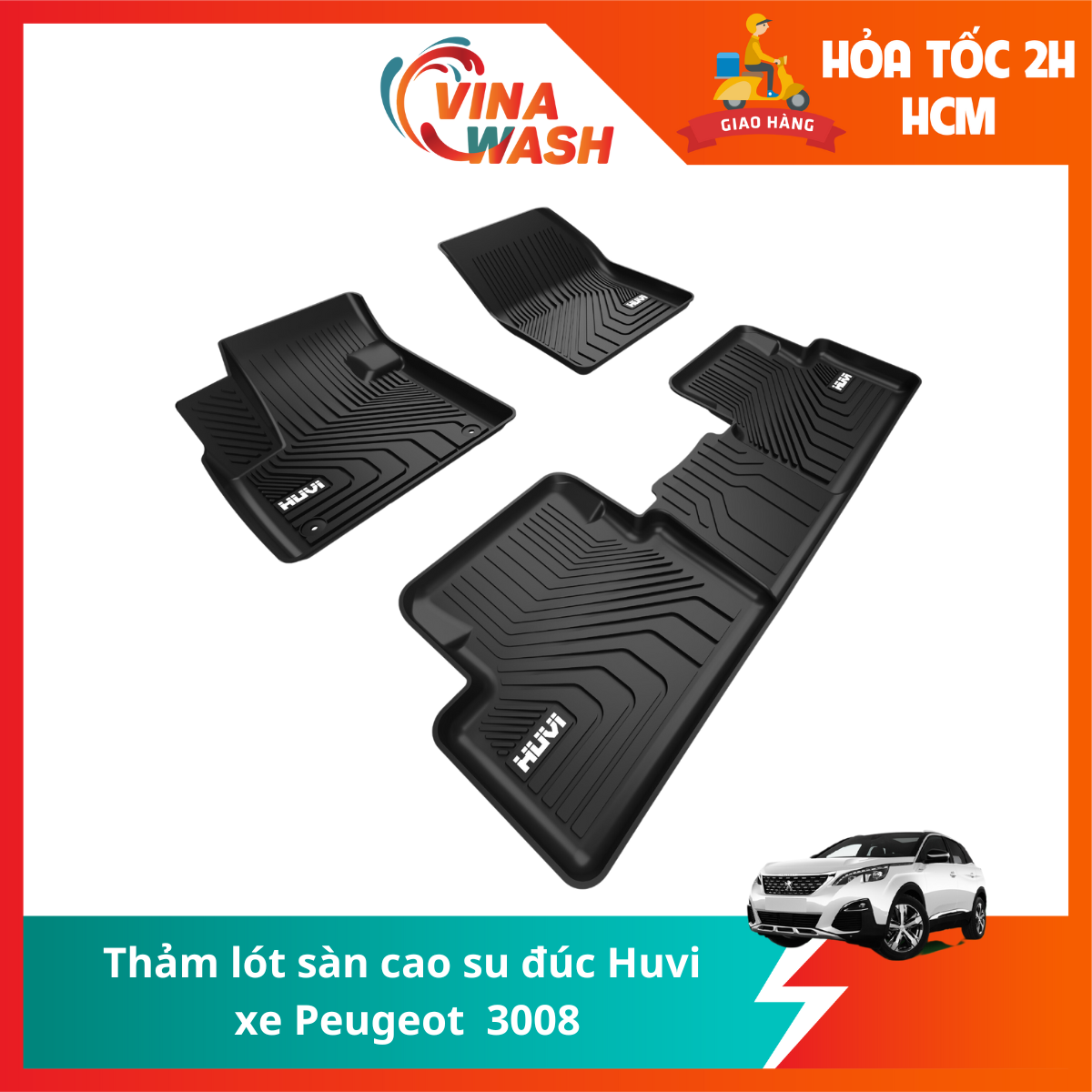 Thảm lót sàn cao su đúc Huvi xe Peugeot 3008