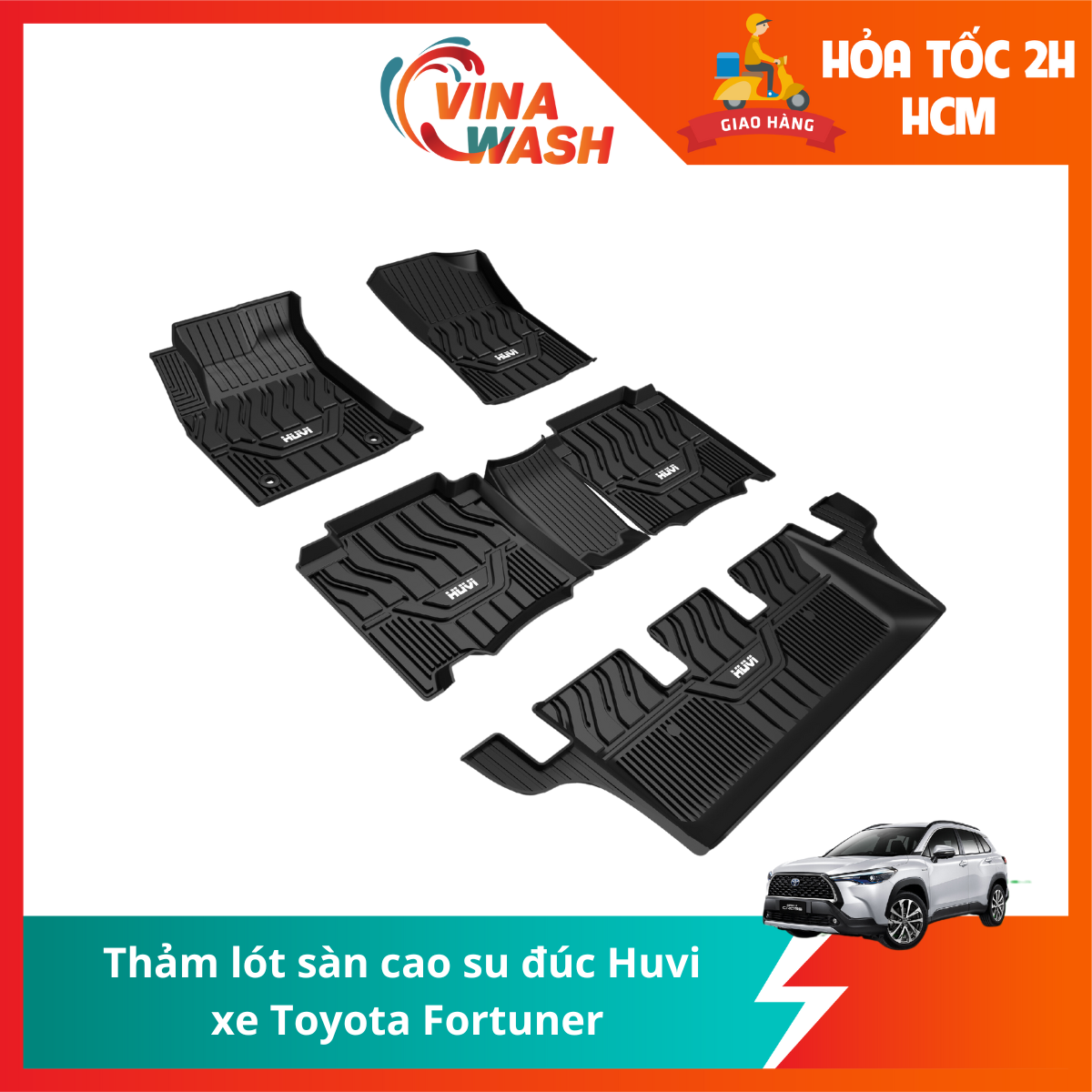 Thảm lót sàn cao su đúc Huvi xe Toyota Fortuner 2022
