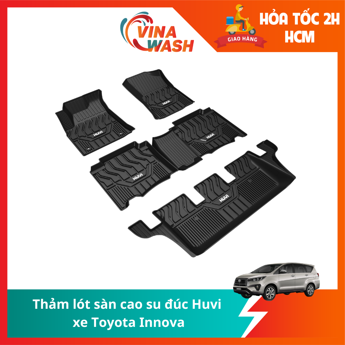 Thảm lót sàn cao su đúc Huvi xe Toyota Innova 2016
