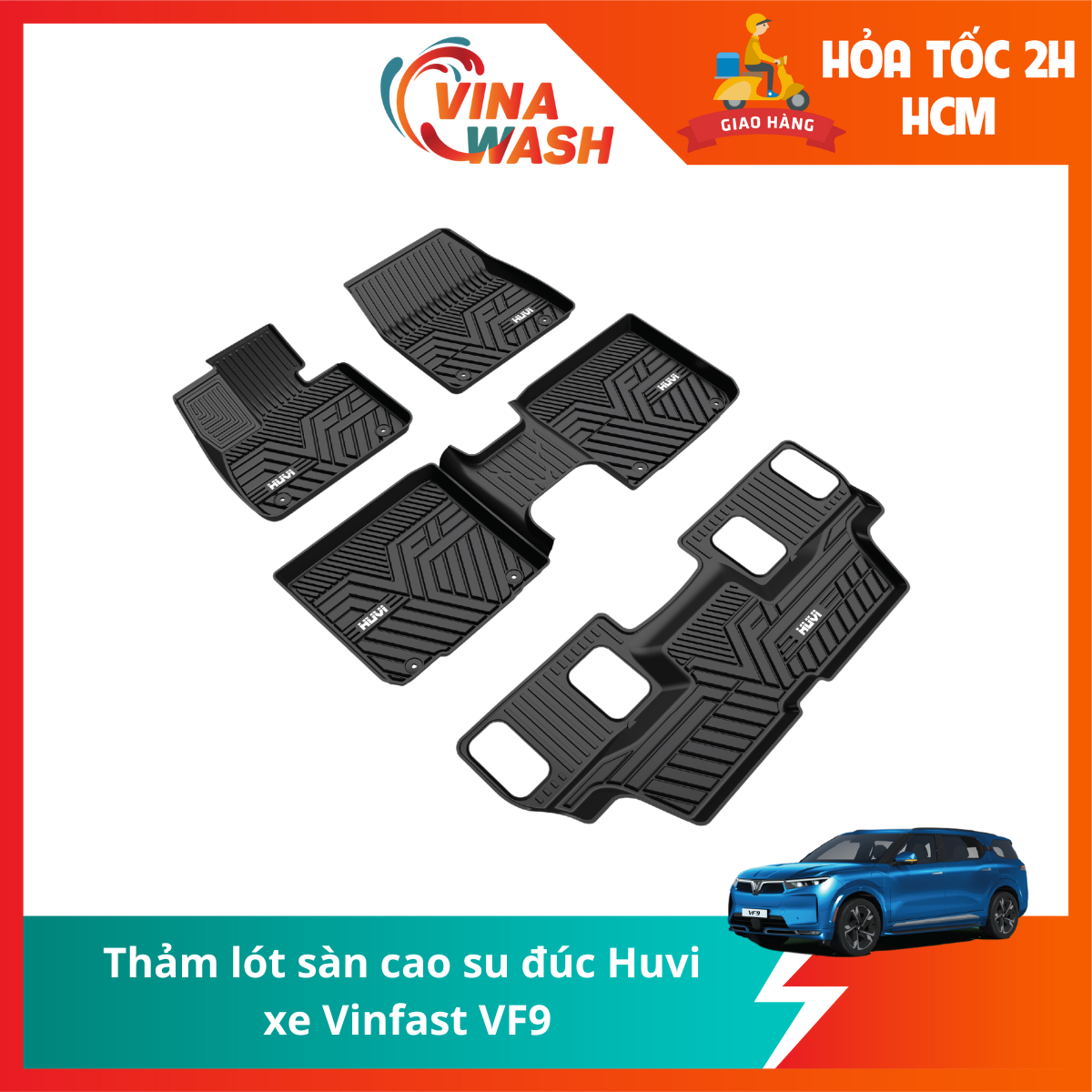 Thảm lót sàn cao su đúc Huvi xe Vinfast VF9
