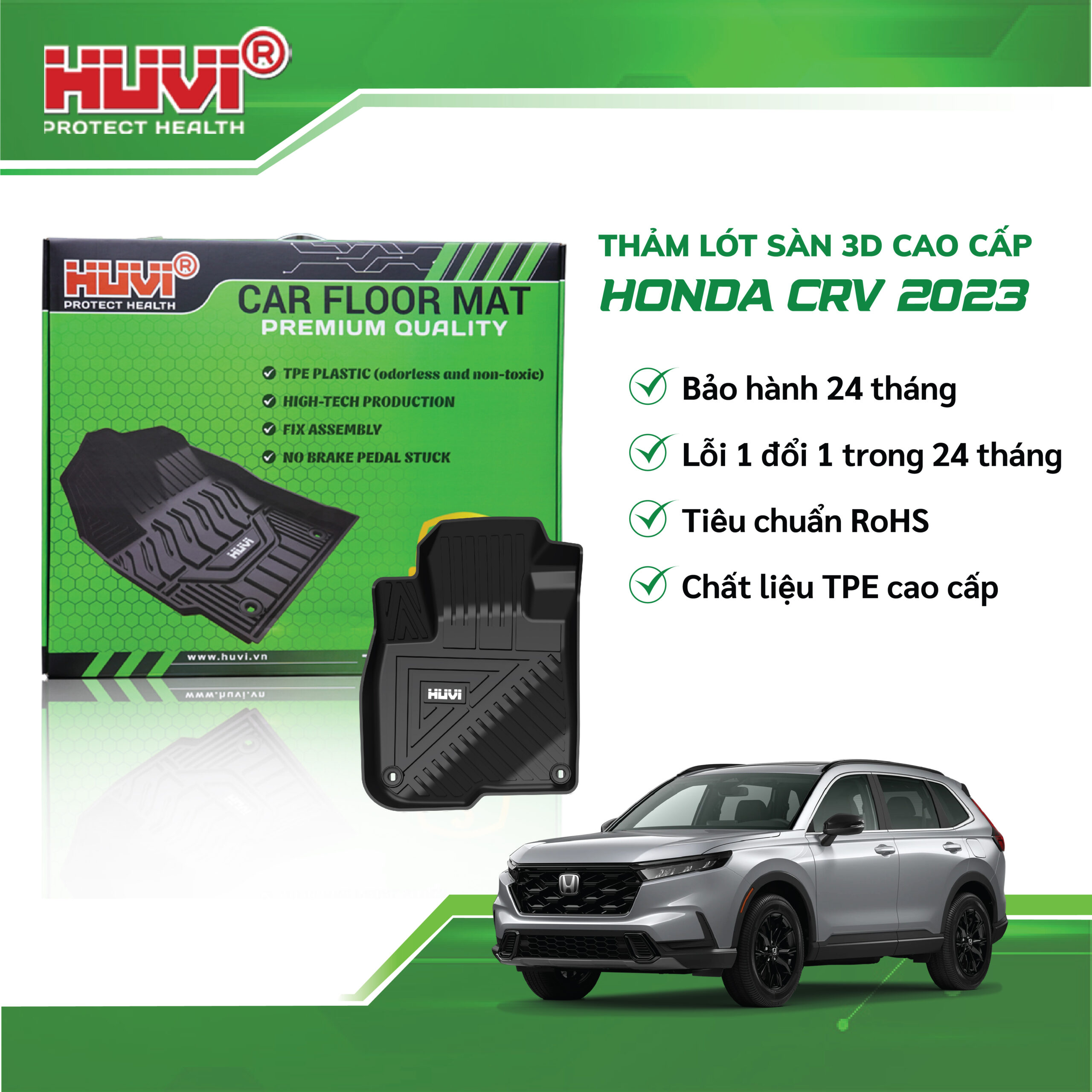 Thảm lót sàn cao su đúc Huvi xe Honda CRV 2023