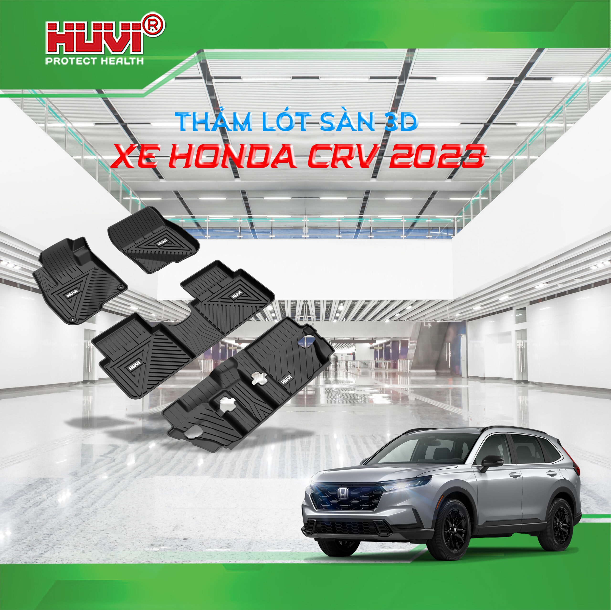 Thảm lót sàn cao su đúc Huvi xe Honda CRV 2023