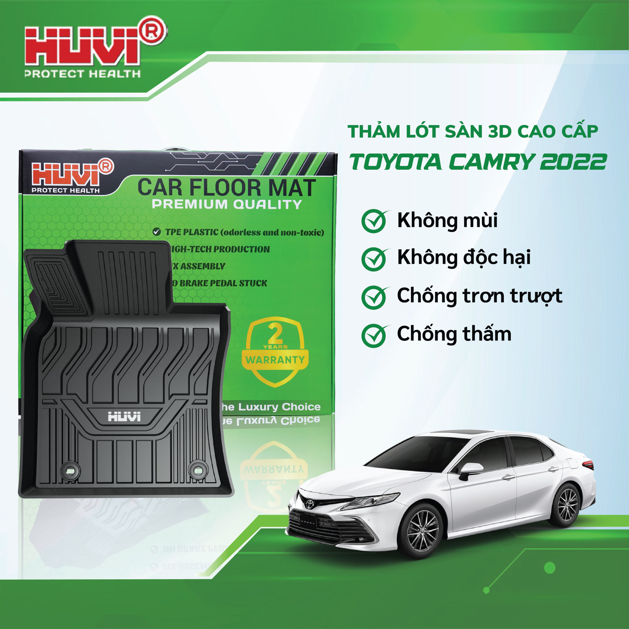 Thảm lót sàn cao su đúc Huvi xe Toyota Camry 2022