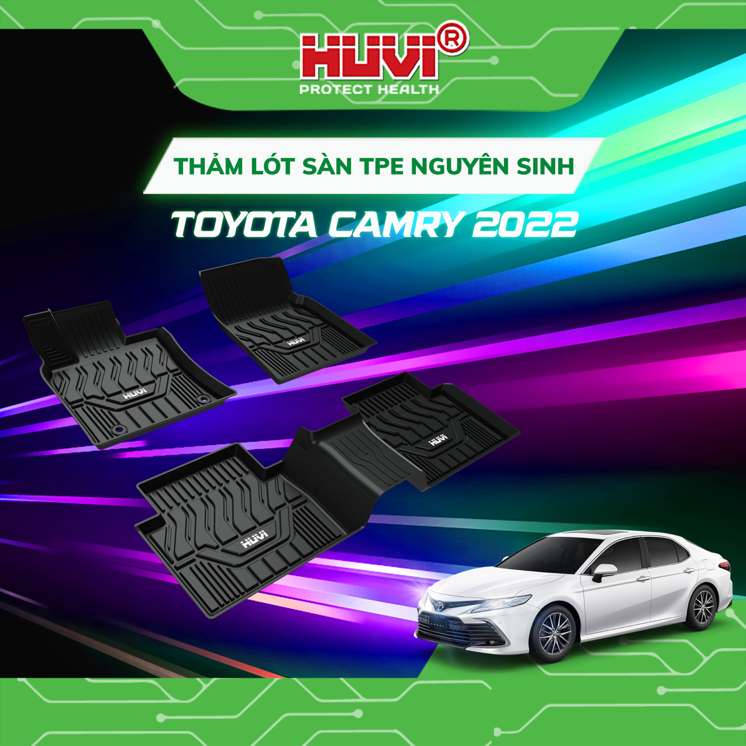 Thảm lót sàn cao su đúc Huvi xe Toyota Camry 2022