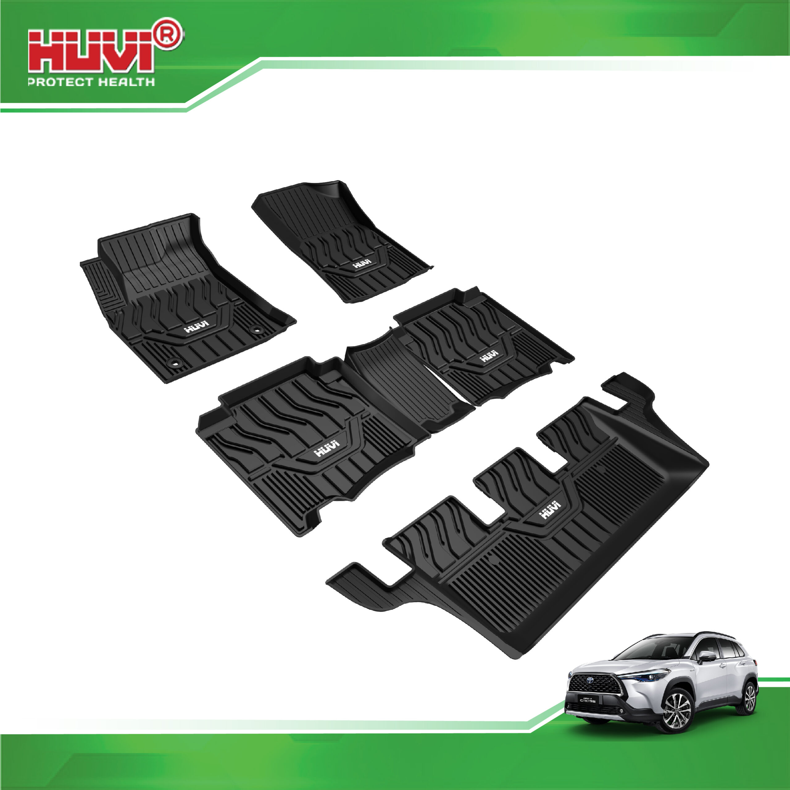 Thảm lót sàn cao su đúc Huvi xe Toyota Fortuner 2022