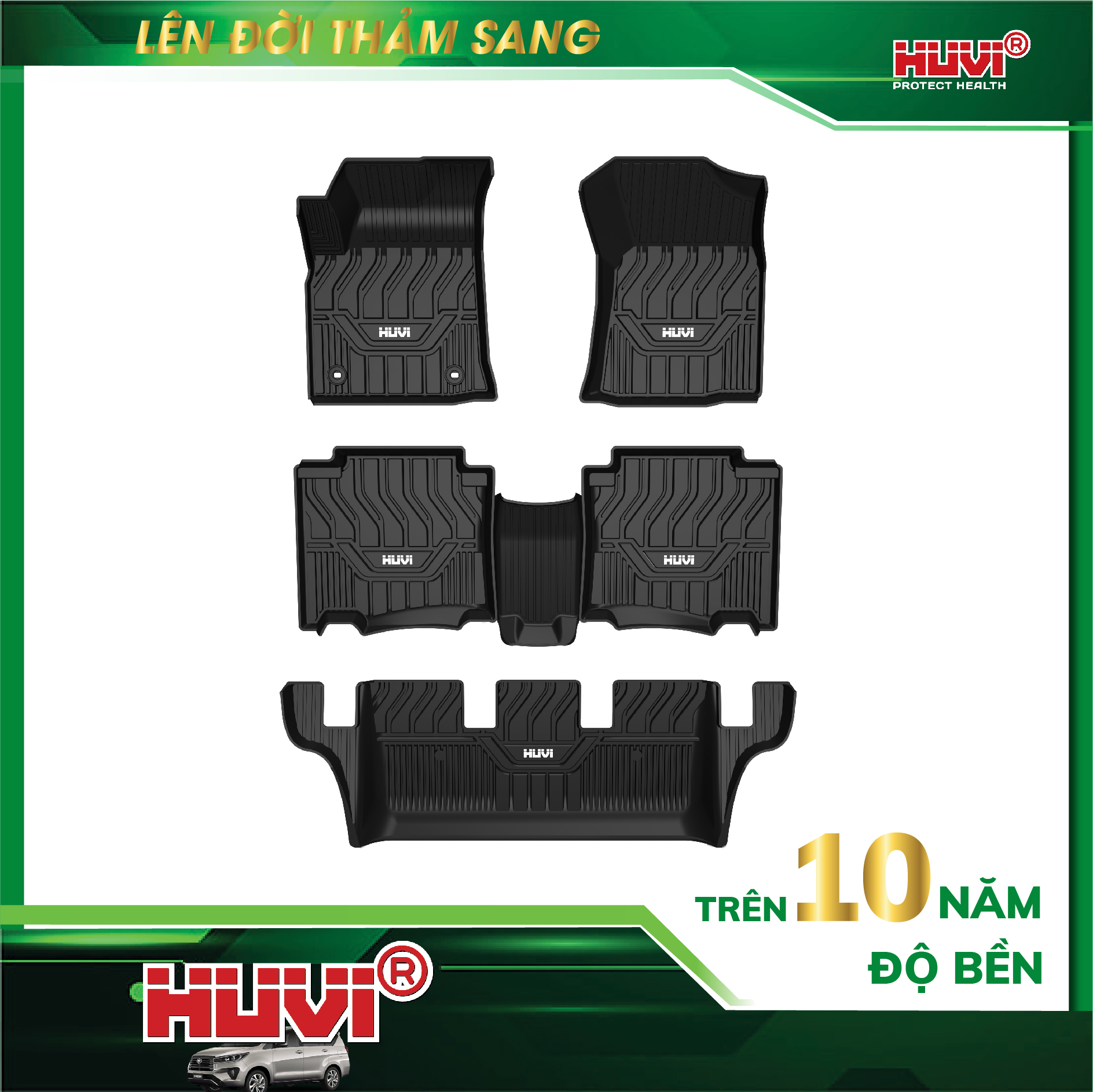 Thảm lót sàn cao su đúc Huvi xe Toyota Innova