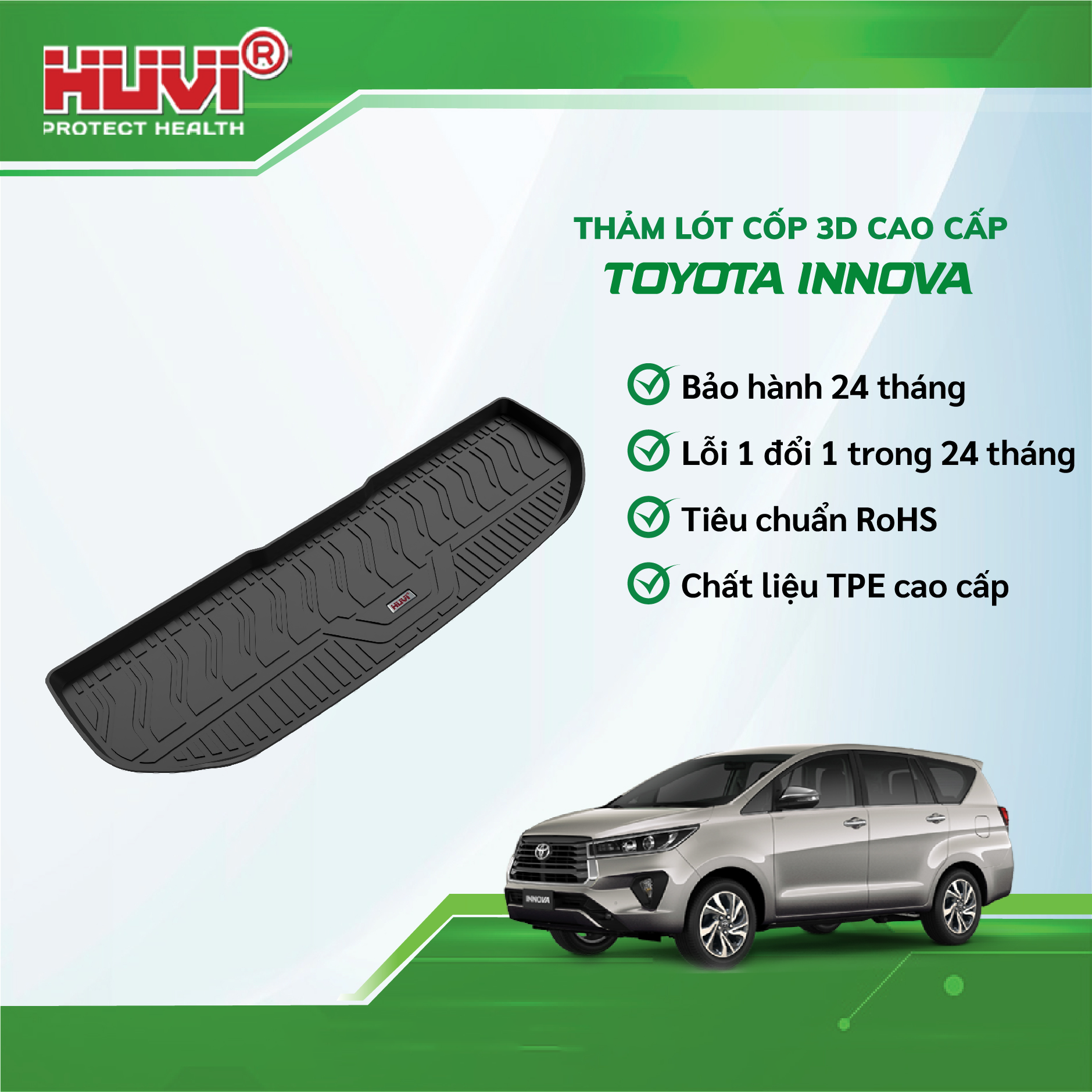 Thảm lót sàn cao su đúc Huvi xe Toyota Innova