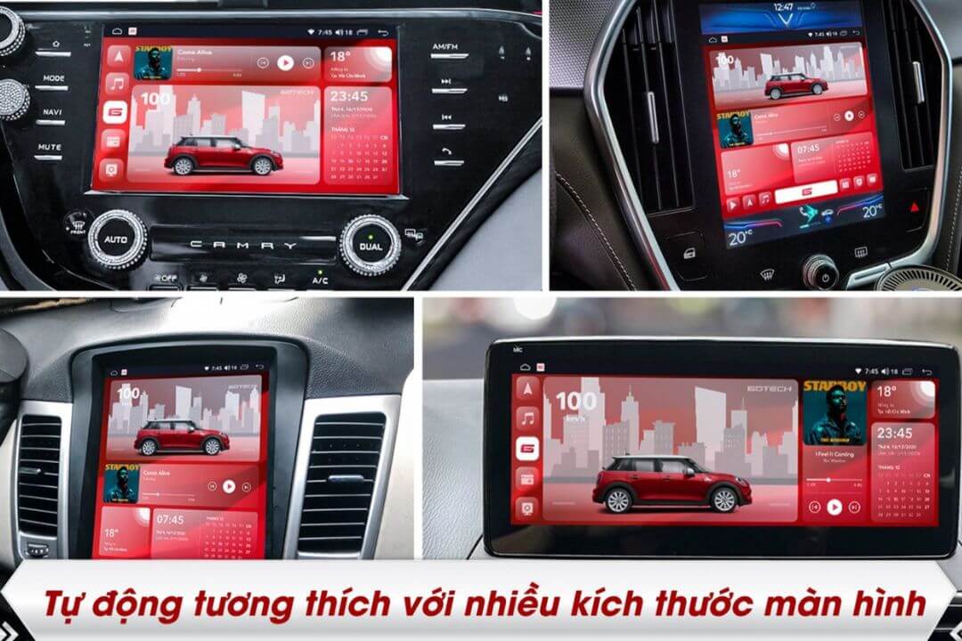 Tùy biến giao diện theo nhiều kích thước màn hình ô tô khác nhau.