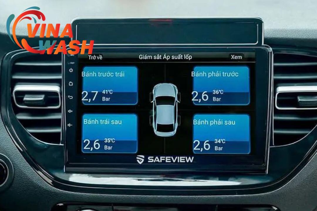 Màn hình Safeview Elite tích hợp hiển thị cảm biến áp suất lốp
