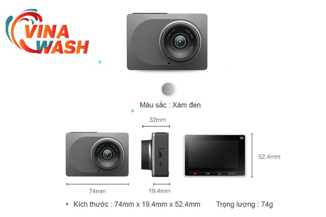 Cấu tạo bên ngoài của Thiết kế nhỏ gọn tiện lợi của Camera hành trình Xiaomi YI CAR 2K