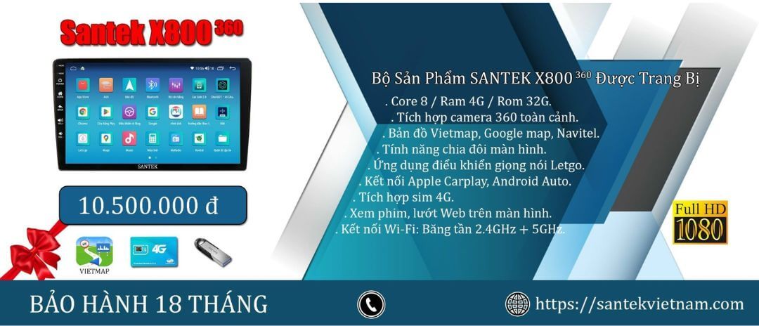 Giá lắp đặt màn hình ô tô Santek X800 360