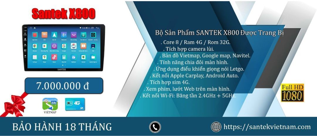 Giá lắp đặt màn hình ô tô Santek X800