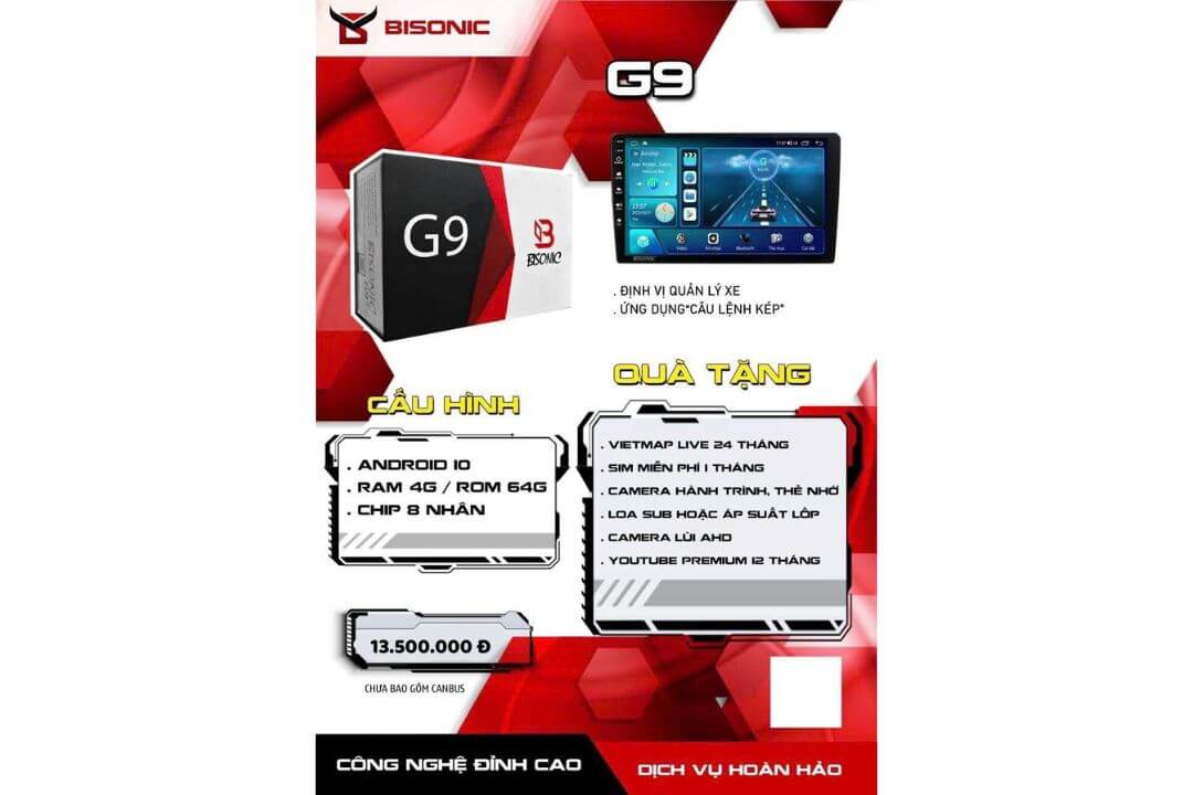 bảng báo giá độ màn hình Bisonic G9