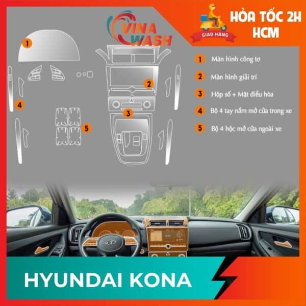 Dán PPF nội thất xe Hyundai Kona
