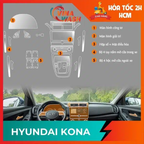 Dán PPF nội thất xe Hyundai Kona