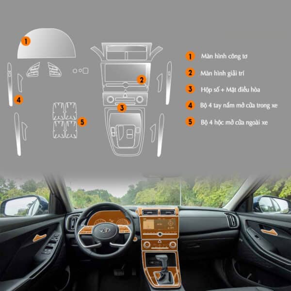 Dán PPF nội thất xe Hyundai Kona