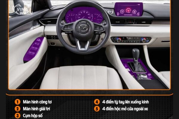 vị trí Dán PPF nội thất xe Mazda 6