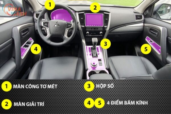Dán PPF nội thất xe Mitsubishi Pajero Sport