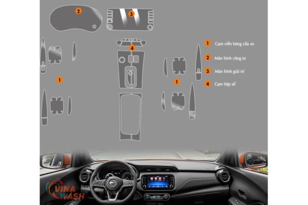 vị trí Dán PPF nội thất xe Nissan Xtrail
