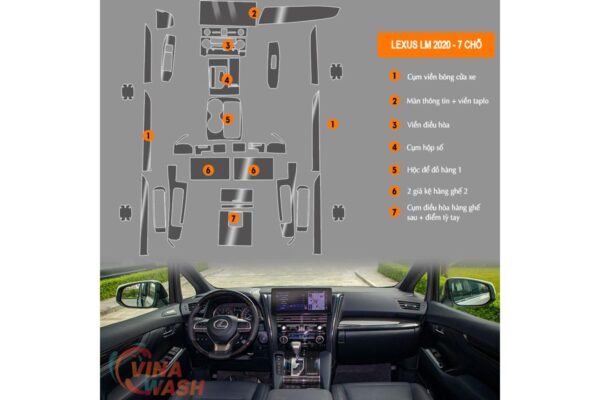 Vị trí Dán PPF nội thất xe Lexus LM