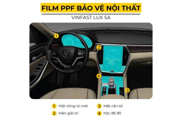 Vị trí Dán PPF nội thất xe VinFast Lux SA 2.0