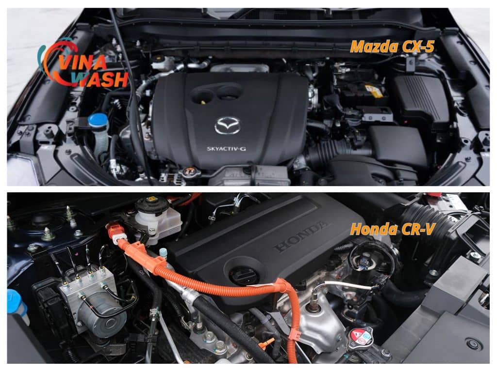 Hình ảnh so sánh động cơ Mazda CX5 và Honda CRV