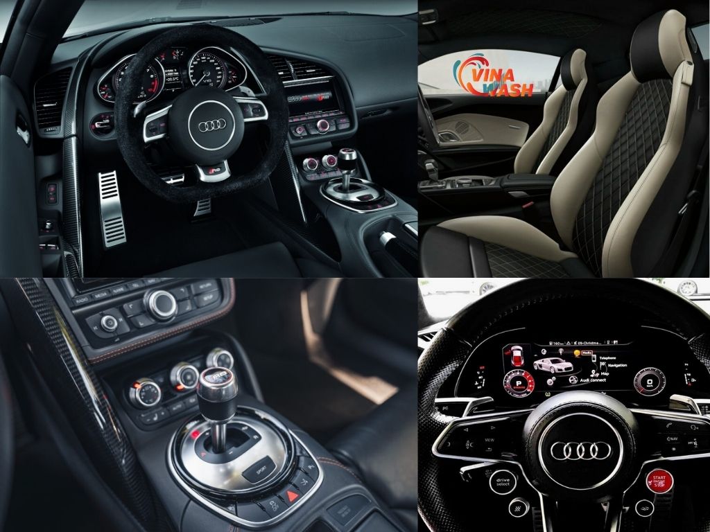 Khoang lái của Audi R8 vẫn trung thành với phong cách tối giản nhưng đầy công nghệ.