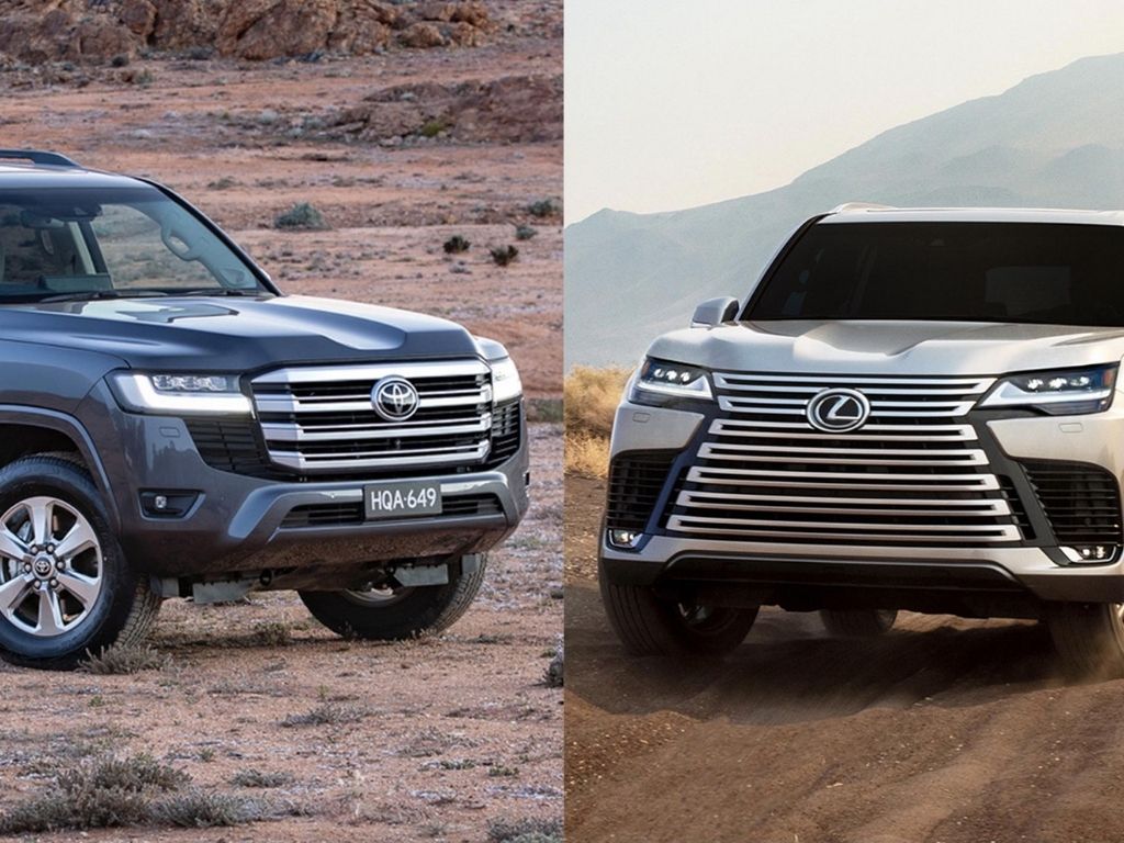 Kích thước tổng thể của Lexus LX cũng nhỉnh hơn đôi chút, mang lại dáng vẻ bề thế và đẳng cấp hơn Toyota Land Cruiser khi nhìn trực diện.