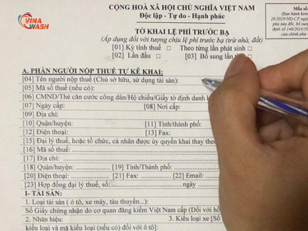Tờ khai lệ phí trước bạ 