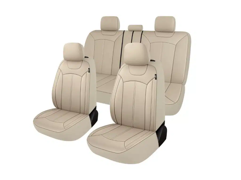 Bộ bọc ghế da simili màu kem sang trọng cho xe hơi, thiết kế ôm ghế và dễ vệ sinh