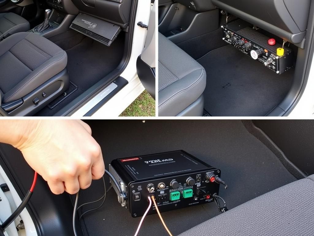 Lắp amply ô tô dưới ghế ngồi giúp tiết kiệm không gian, tăng công suất âm thanh và độ ổn định.