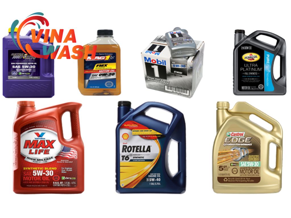 Các loại dầu ô tô đa dạng bao gồm Mobil 1, Pennzoil, Castrol và Valvoline cho thay dầu ô tô.