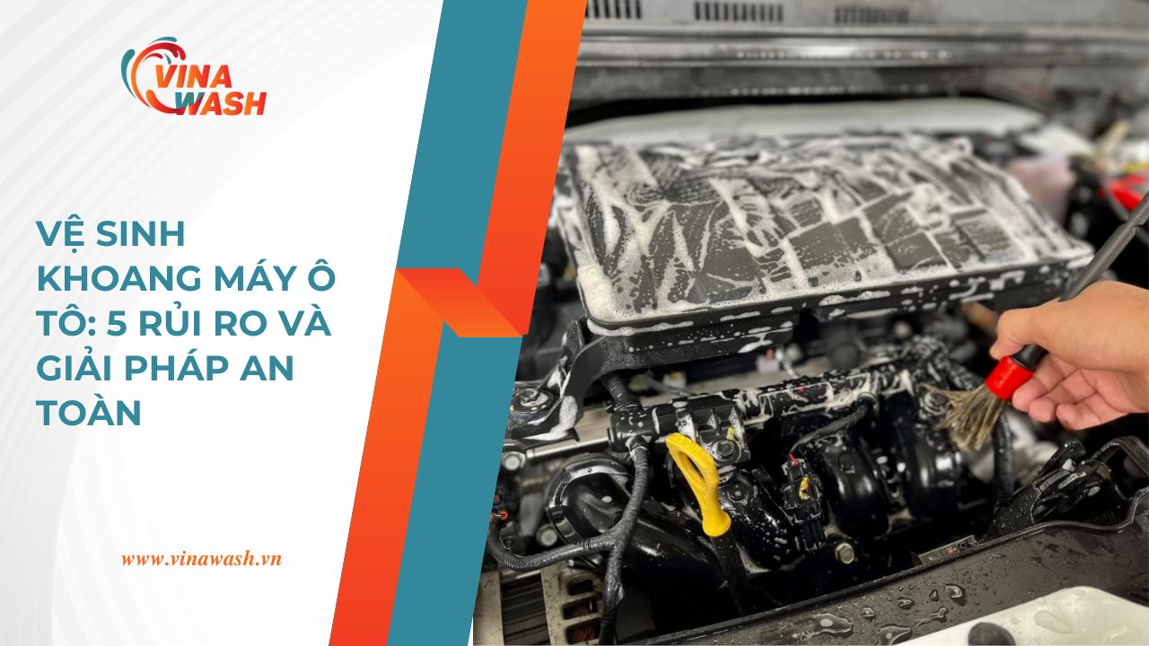 Vệ sinh khoang máy ô tô an toàn tại VinaWash, hướng dẫn chi tiết 5 rủi ro cần tránh khi rửa khoang động cơ.