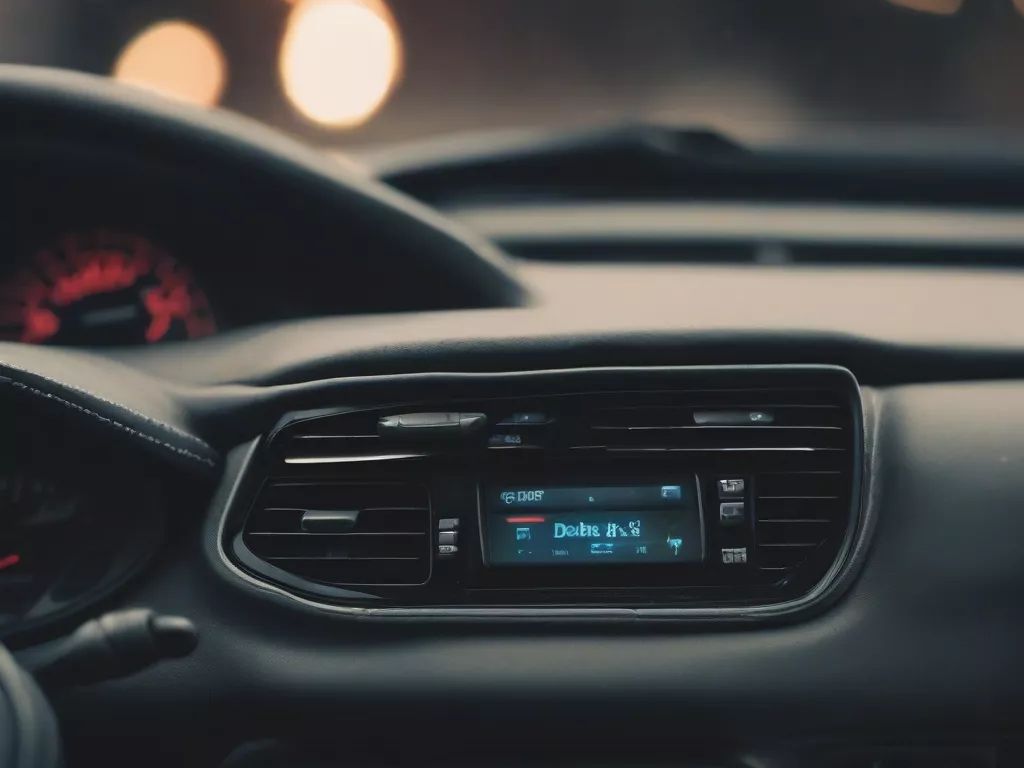 Bảng điều khiển trung tâm ô tô không bật nút rear, nhìn từ vị trí người lái.