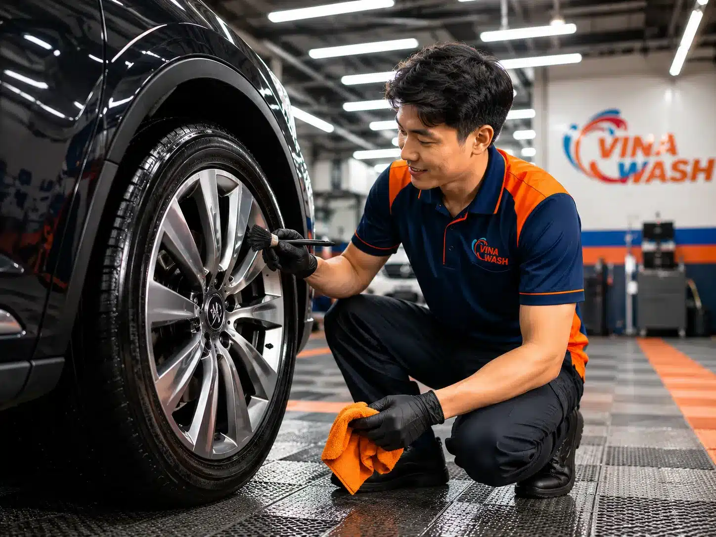 Mâm và lốp xe sau khi vệ sinh tại VinaWash
