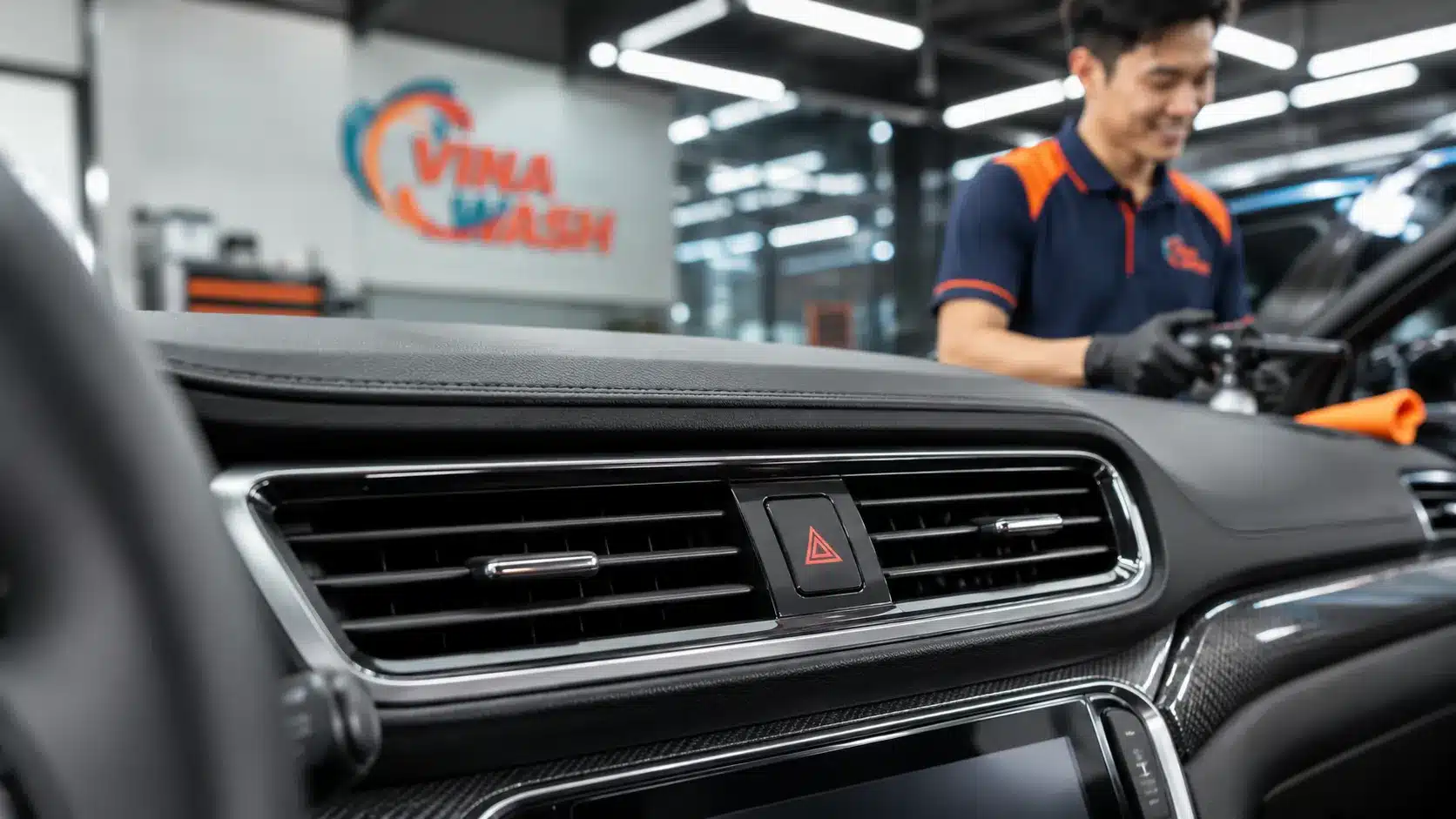 Cửa gió điều hòa ô tô sau khi vệ sinh nội thất tại VinaWash